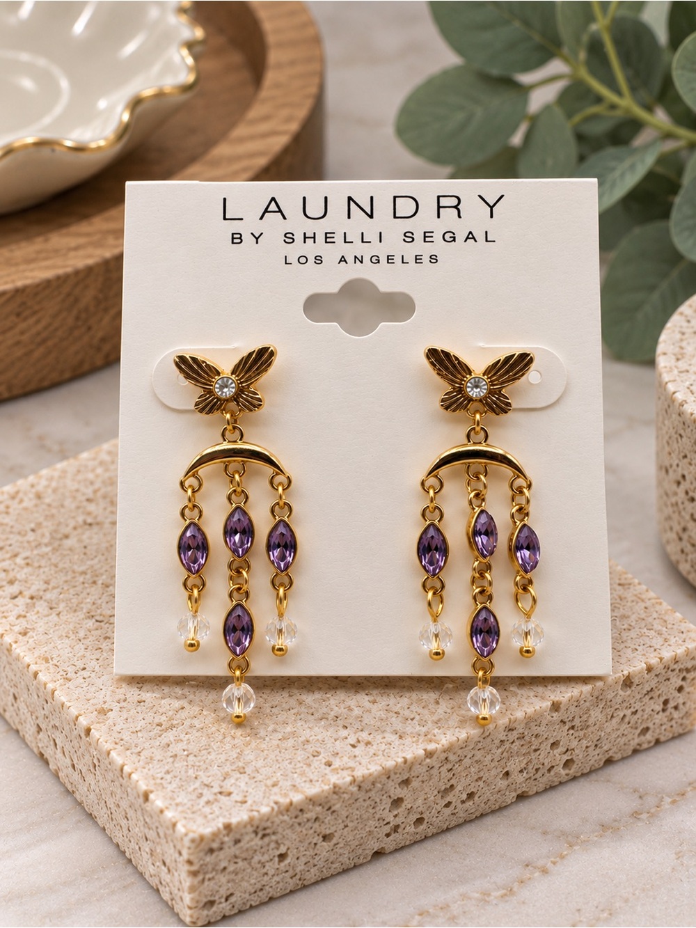 Laundry by Shelli Segal Purple Crystal Chandelier Earrings (BR 777/3)